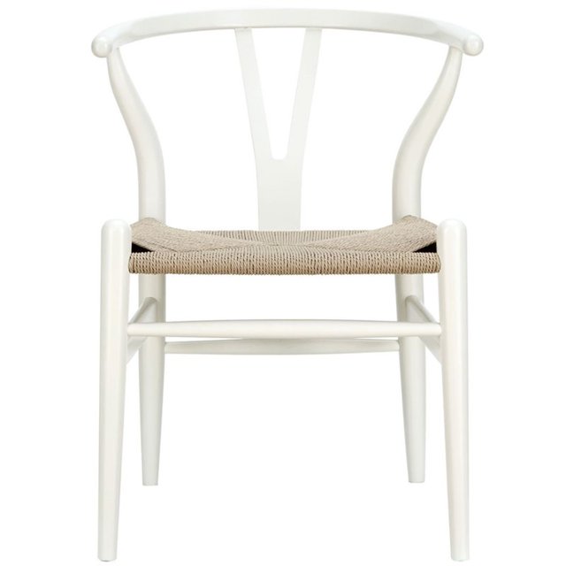 Hawthorne Collections 17" Modern Solid Wood Dining Arm Chair in White