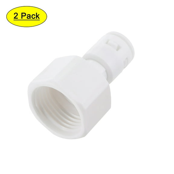 Uxcell G1/2 Female Thread to 1/4" Tube Straight Connect Fittings Quick Connector White 2 Pack