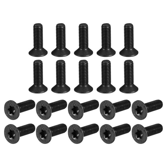 Uxcell M5-0.8x16mm Flat Head Torx Anti Theft Machine Screws, 100 Pack 10.9 Grade Alloy Steel, Countersunk Head, Full Thread