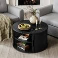 thumbnail image 5 of LINSY HOME Fluted Coffee Table Round with Large Storage, Mid-Century Coffee Table for Living Room with Sliding Tambour Door, Black, 5 of 7