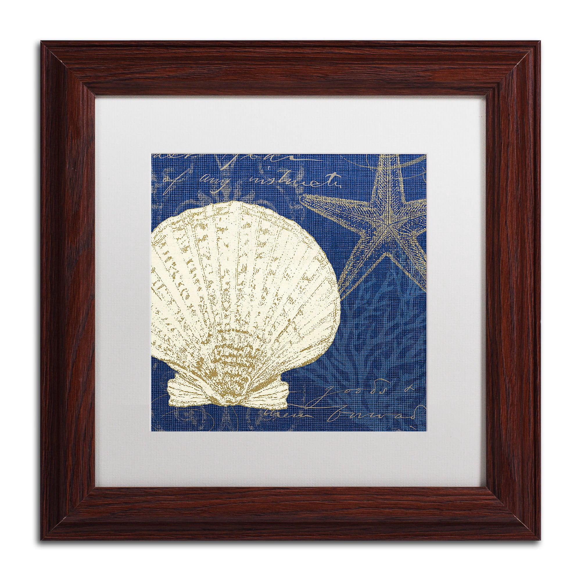 Trademark Fine Art "Coastal Moonlight II Teal" Canvas Art by Pela Studio, White Mat, Wood Frame