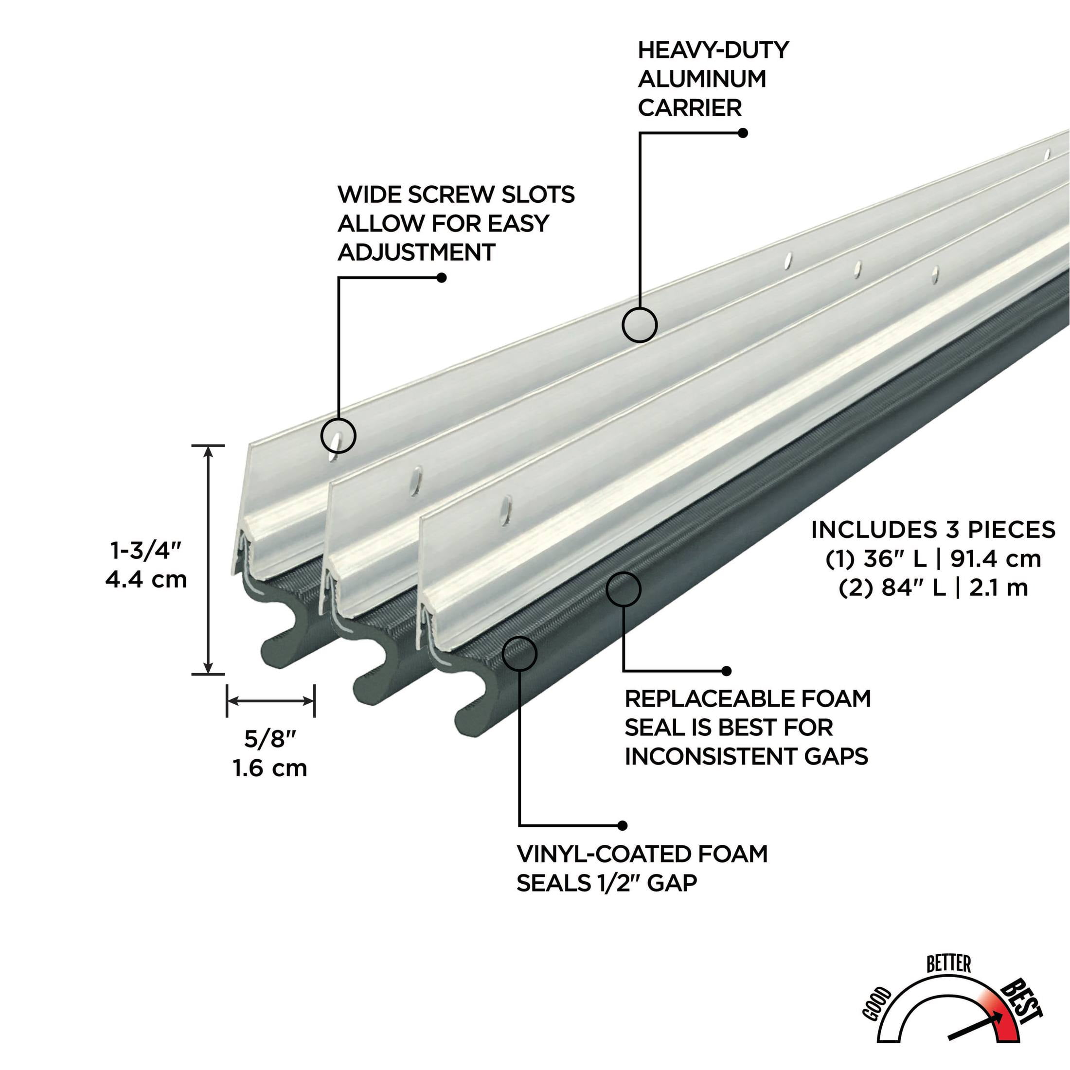 M-D Building Products 43345 Silver Aluminum and Vinyl-coated Foam Heavy-duty Screw-on Top and Sides Door Seal Kit