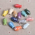 thumbnail image 3 of U8MO 10pcs 19x10mm Fish Shape Handmade Glossy Glazed Ceramic Porcelain Loose Beads-Khaki, 3 of 5