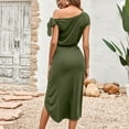 thumbnail image 4 of Vestido largo de sirena con hombros descubiertos para mujer, sin mangas, con volantes, para cóctel, fiesta, boda, corte sirena Adepaton BST3010010-1, 4 of 7