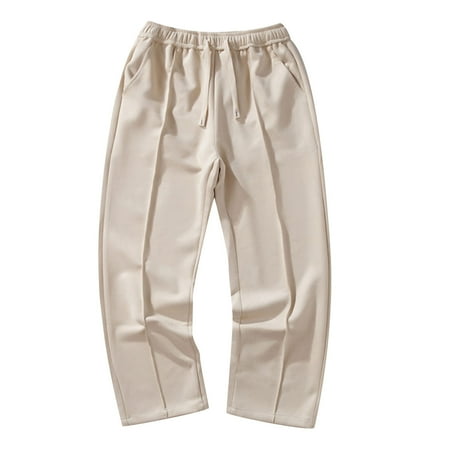 

Men s Suede Pants Casual Relaxed Fit Summer Lightweight Trouser Sweatpants Straight Leg with Elastic Waist Drawstring