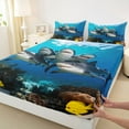 thumbnail image 3 of Feelyou Sea Shark Animal Queen Sheet Sets, Underwater World Teens Bed Set, 4-Piece, 3 of 7