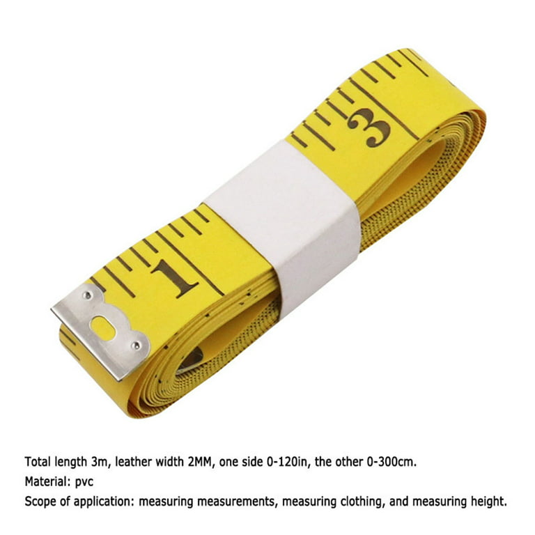 Mechanical Pencil Millimeter DIY Tailor's Clothing Measuring Tape inch Cloth Ruler Soft Tape 120 inch/300CM, White