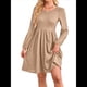 thumbnail image 2 of Vestido de Mujer con Mangas Largas Tipo Farol, Cuello Redondo, Falda Evasé, Moda de Otoño Albaricoque L, 2 of 7