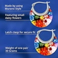 thumbnail image 3 of Colorful Murano Style Millefiori Glass Hoop Earrings for Women Daisy Flower Stainless Steel Jewelry Women Ct. 30 (Red/Green/Blue) Birthday Christmas Gifts, 3 of 11