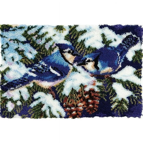 Latch Hook Rug Kits for Adults,Bluebirds | Needlework Cushion Cover Hand Craft Crochet 75×55cm/30*22in