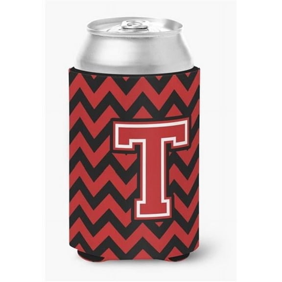Letter T Chevron Black & Red Can or Bottle Hugger