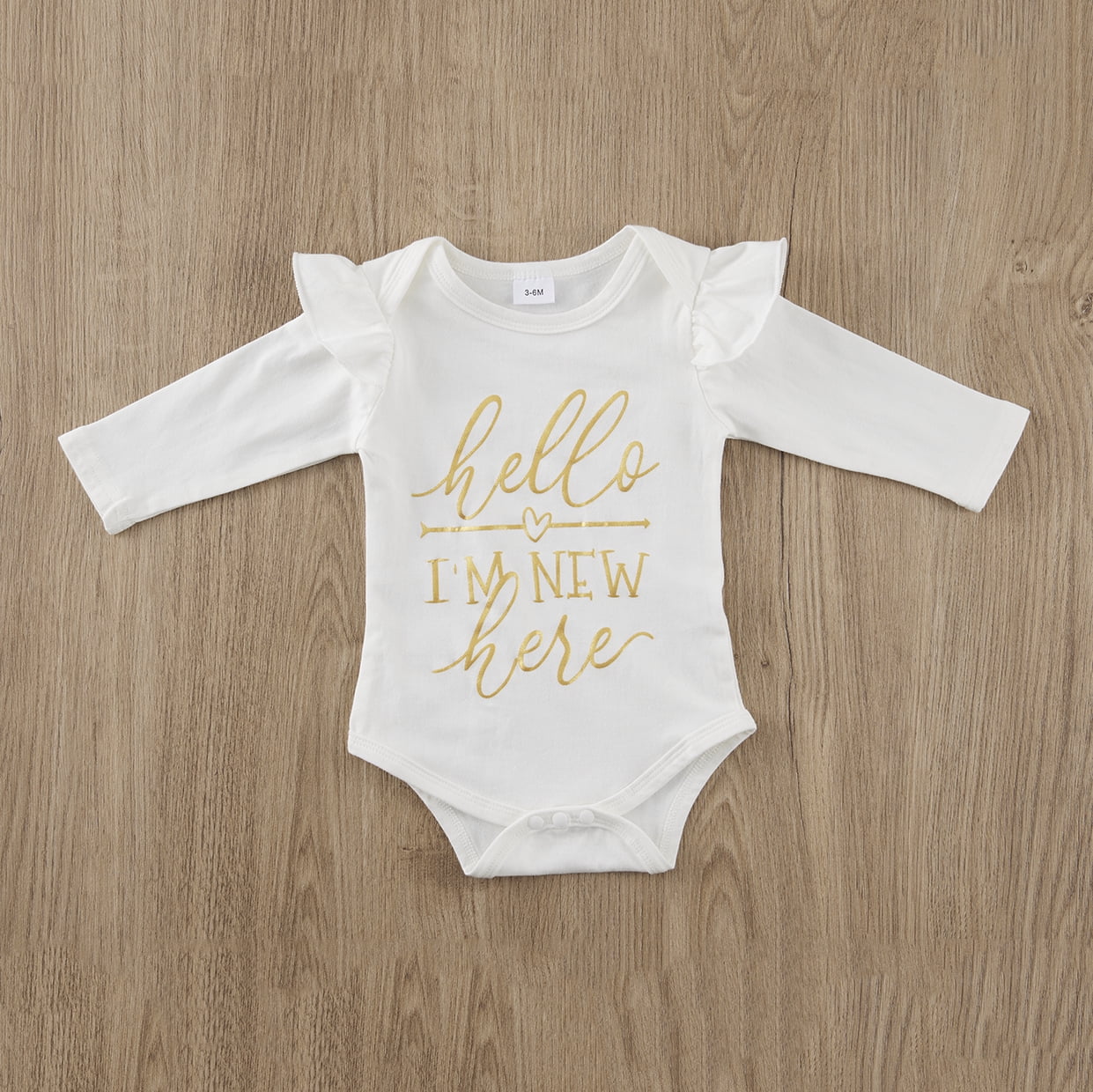 Newborn Baby Girls I AM NEW Outfits Romper Playsuit Tops Long