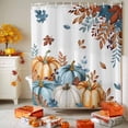 thumbnail image 3 of Shower Curtain 72"W x 96"L Autumn Leaves Thanksgiving Pumpkins Fabric Shower Curtains Set with Hooks Water Repellent Bathroom Curtains Machine Washable Bathroom Accessories, 3 of 6