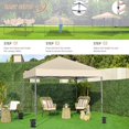 thumbnail image 2 of Songqin 10x10 1-Person Setup Pop Up Canopy Tent, Instant Portable Commercial Canopy Tent, Outdoor Gazebo with 1-Button Push, Wheeled Bag & 4 Sandbags for Home, Party & Outdoor Activities, Beige, 2 of 18