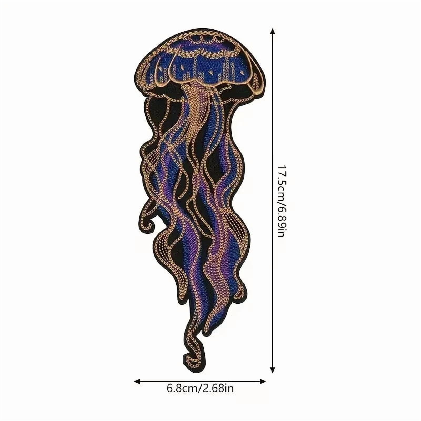 Vibrant Jellyfish Embroidery Patch - Iron-On or Sew-On Colorful Sea Creature Transfer for Backpacks, Jackets, and Jeans