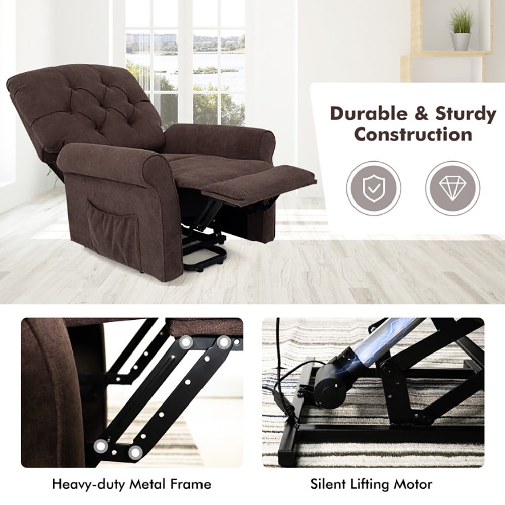 Finihen Recliner Chair, Recliner Chair Sofa for Elderly with Side Pocket and Remote Control, for Living Room, Bedroom, Brown