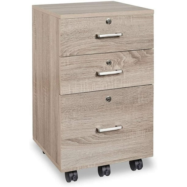 Ktaxon 3 Drawer Rolling Wood File, 3 Drawer Storage Cabinet Wood