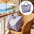 thumbnail image 2 of Striped Beach Tote Bag, Large Capacity Waterproof Striped Shoulder Handbag, Lightweight Reusable Grocery Shopping Bag, Casual Multicolor Stripe Carry Bag for Travel Pool Picnic Daily Outdoor Use, 2 of 7