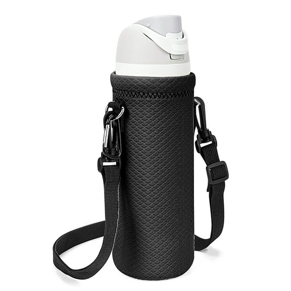 Linkidea Water Bottle Carrier with Strap Compatible with Owala FreeSip 24oz, Twist 24oz, Potter 24oz Bottle, Neoprene Waterbottle Sling Bag Holder, Black