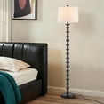thumbnail image 3 of KAWOTI Classic Bronze Floor Lamp Resin Standing Lamp with White Linen Drum Shade, 3 of 8
