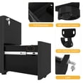 thumbnail image 3 of Dextrus 3-Drawer Metal Filing Cabinet Rolling with Legal/Letter /A4 Size Black, 3 of 5
