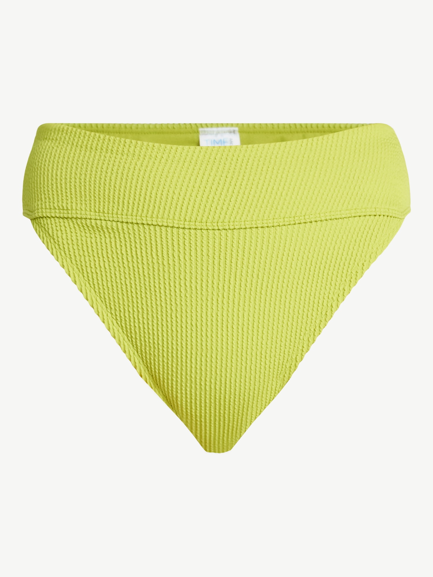 Time and Tru Women's and Women's Plus Size Crinkle High Rise High Leg Cheeky Bikini Bottoms, Sizes XS-3X
