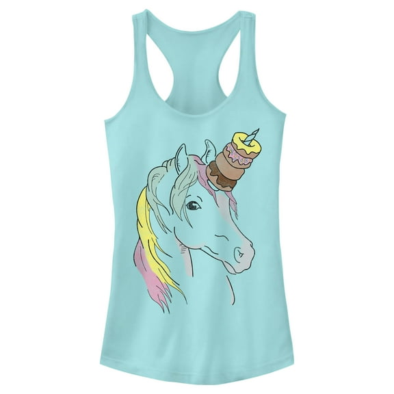 Junior's Lost Gods Unicorn Doughnuts  Racerback Tank Top Cancun X Small