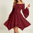 thumbnail image 5 of Iyufng Womens Off The Shoulder Flare Sleeve Corset Dresses Asymmetrical Hem Renaissance Faire Dress Halloween Party Costume, 5 of 9