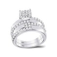 thumbnail image 2 of Diamond Princess 14kt White Gold His Hers Round Diamond Cluster Matching Wedding Set 1-1/2 Cttw, 2 of 3