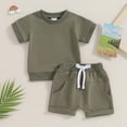 thumbnail image 5 of Douhoow Summer Toddler Baby Boys Clothes 6 12 18 24 Months 3 Years Solid Color Short Sleeve T-Shirt Shorts 2Pcs Casual Outfit, 5 of 9
