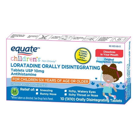 Equate Children's Non-Drowsy Loratadine Orally Disintegrating Tablets, 10 mg, 10 (Best Non Drowsy Cough Medicine)