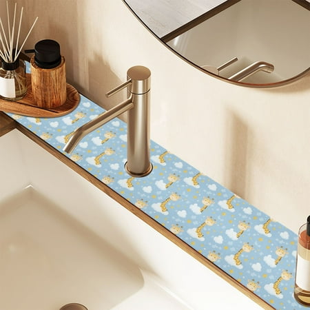 

Faucet Mat for Kitchen Sink 30 Sink Splash Guard Mat Super Absorbent Fast Drying Drain Pad Giraffe Cloud Star