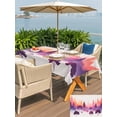 thumbnail image 5 of Outdoor Tablecloth with Umbrella Hole for Patio/Picnic/Party/Camping, Purple Orange Ombre Forest Waterproof Table Cloth Rectangle Table Cover Washable, Tree Modern Abstract Art (60"x 120"), 5 of 8