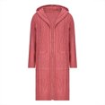 thumbnail image 4 of Women Hooded Open Front Cardigan Cable Knit Sweaters Solid Color Chunky Long Sweater Outerwear Coats with Pocket (5XL, Pink), 4 of 6
