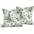 thumbnail image 4 of Green White Flowers Pillow Covers 18x18 Inch 2 Packs Morden Dark Green Floral Throw Pillows Green Holiday/Winter Decorative Cushion Cover for Patio Furniture Sofa Bedroom Indoor/Outdoor Party, 4 of 7