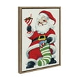 thumbnail image 2 of Kate and Laurel x Piddix Collaboration Santa Claus Framed Linen Textured Canvas Wall Art, 18x24 Gold, Decorative Holiday Wall Decor, 2 of 8