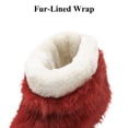 thumbnail image 5 of Women Y2K Faux Fur Short Boots Red, Fluffy Furry Warm Snow Boots Comfortable Outdoor Flat Shoes, 5 of 6