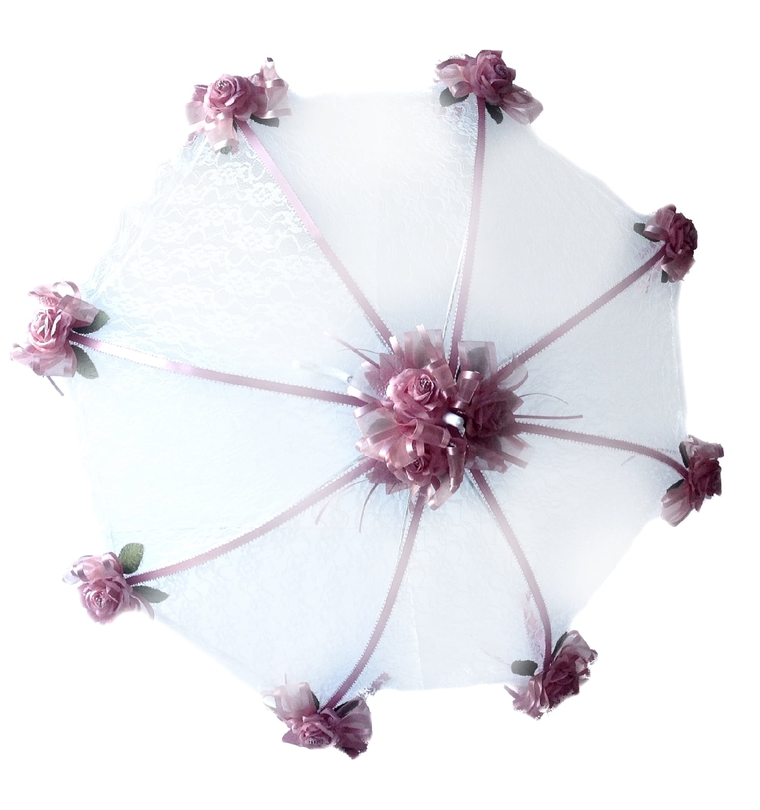32" Bridal Shower Wedding  Lace & pink roses Umbrella 