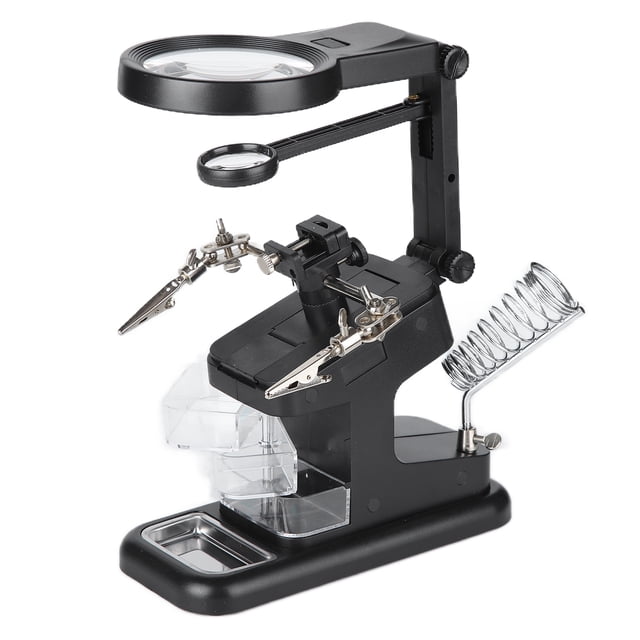 Helping Hands Magnifier Station, HD Firm 3X / 4.5X / 25X Magnifying Glass Repairing Tool With 10LED Light For Hospital For School