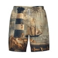 thumbnail image 4 of Lsque Mens Swim Trunks Vintage Nautical Lighthouse Pattern - Bathing Suit Compression Liner - Beach Swim Shorts Swimwear - (S-3XL) - Stretch Quick Dry -Large, 4 of 9
