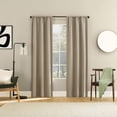 thumbnail image 3 of Sun Zero Prescott 2-pack Herringbone Magnetic Closure 100% Blackout Rod Pocket Curtain Panel Pair, 37"W x 63"L, Dark Beige, 3 of 8