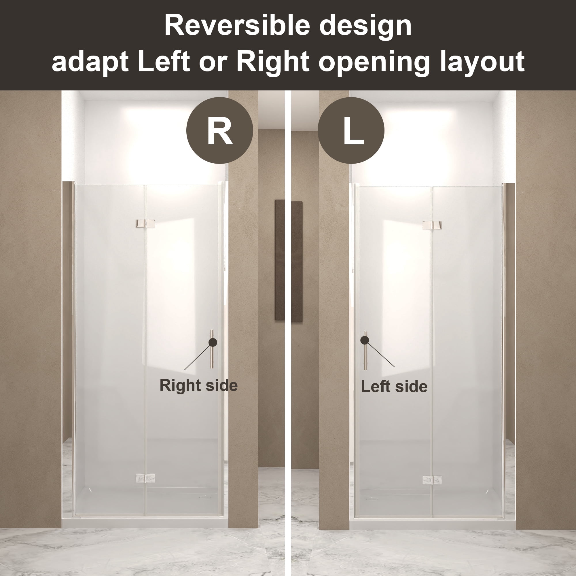 Leumius 36-37" x 72" Bifold Shower Door,Half Frame Shower Door,1/4"(6mm) Tempered Glass with Chrome Aluminum Frame
