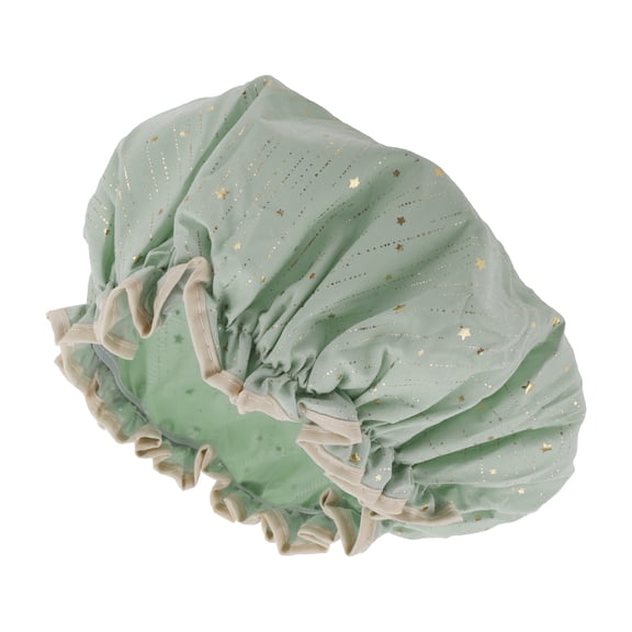 Unique Bargains Women Gold Stars Shower Cap for Bathroom 1 Pc Green