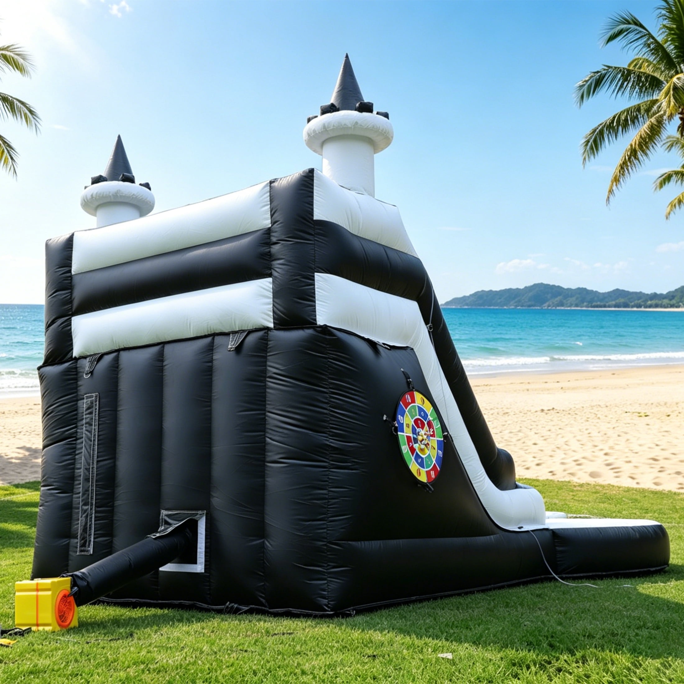 Relunch 24FT Commercial Grade PVC Inflatable Water Slide with Pool & Dartsboard for Kids and Adults (with Blower), Wet Dry Use, Summer Fun, 24x13x13FT