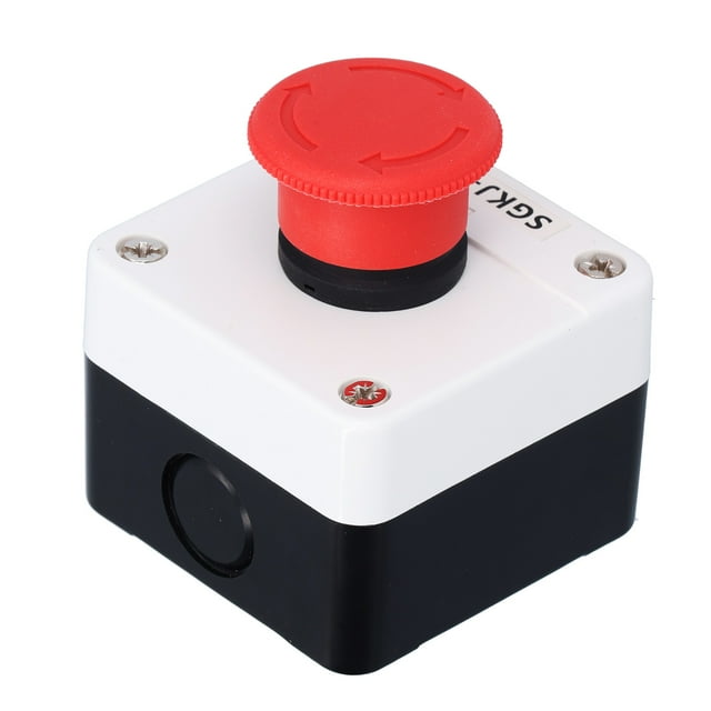 SGKJ-1N Étanche IP32 Station d'Arrêt d'Urgence à Bouton-Poussoir - Boîtier ABS, 10(8)A 400V CA, Tête Champignon Verrouillable, Réinitialisation de Rotation pour Circuits de Contrôle Industriels (Démarreurs Électromagnétiques, Contacteurs,