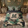 thumbnail image 3 of meiyoeat Camo Letter M Twin Bedding for Boys, Vintage Camouflage Bedding Comforter Set for Bedroom, Green, Black Reversible, 7-Piece, 3 of 6