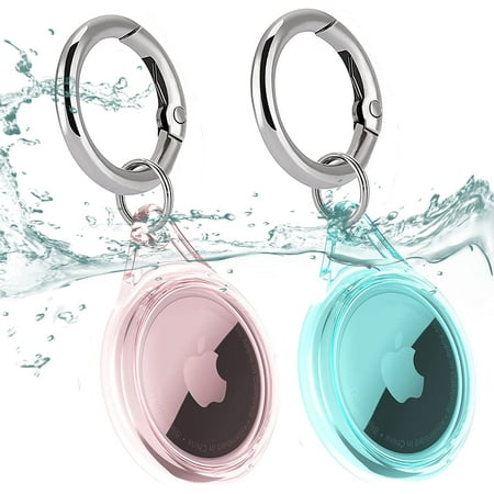 2 Pack Airtag Case Waterproof Air Tag Keychain Holder Compatible with Apple AirTag Case for Dog Cat Collar Luggage Tracker Key Soft Full Body Shockproof Anti-Scratch Locator Protective Cover Clear
