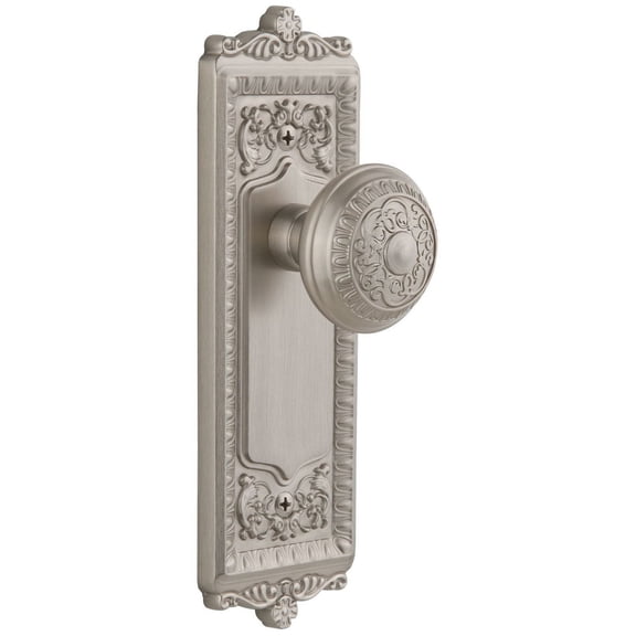 Grandeur Winwin_Prv_234 Windsor Solid Brass Rose Privacy Door Knob Set - Nickel