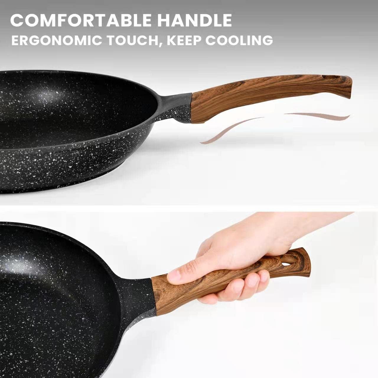 Nonstick Frying Pan with Lid for Cooking, Clatine Omelette Pan Skillets,11" Deep Saute Pans, Woks & Stir-Fry Cookware for Gas, Electric Stove, Induction Top