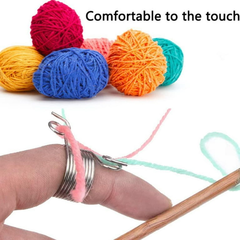 VinBee 6 Pack Knitting Crochet Loop Ring for Fingers 2 Size Crochet Ring  Guide Finger Holder Knitting Thimble for Crochet Knitting Crafts  Accessories